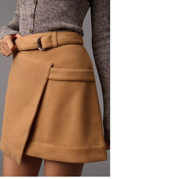 Anthropologie Maeve Belted Wrap Mini Skirt 12 new nwt cedar color - Picture 2 of 7